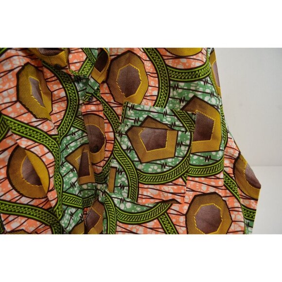 Vintage Handmade Loud Pattern Button Shirt Island Tiki Scale Geometric BIG TALL - Picture 7 of 10